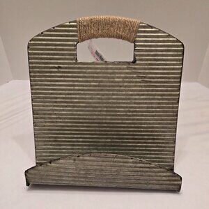 RED CO.  Corrugated Metal Cookbook Display Stand & Recipe Holder  Sz: 11" x 11"